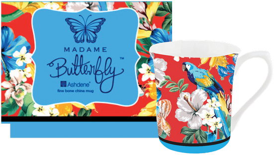 ASHDENE Flare Mug Madame Butterfly Tropical  (Bone China)