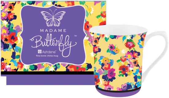 ASHDENE Flare Mug Madame Butterfly Retro Floral (Bone China)