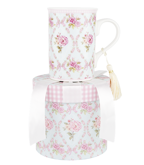 ASHDENE Mug  Floral Blue Rose Lattice