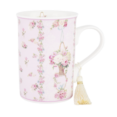 ASHDENE Mug  Floral Pink Rose Stripe