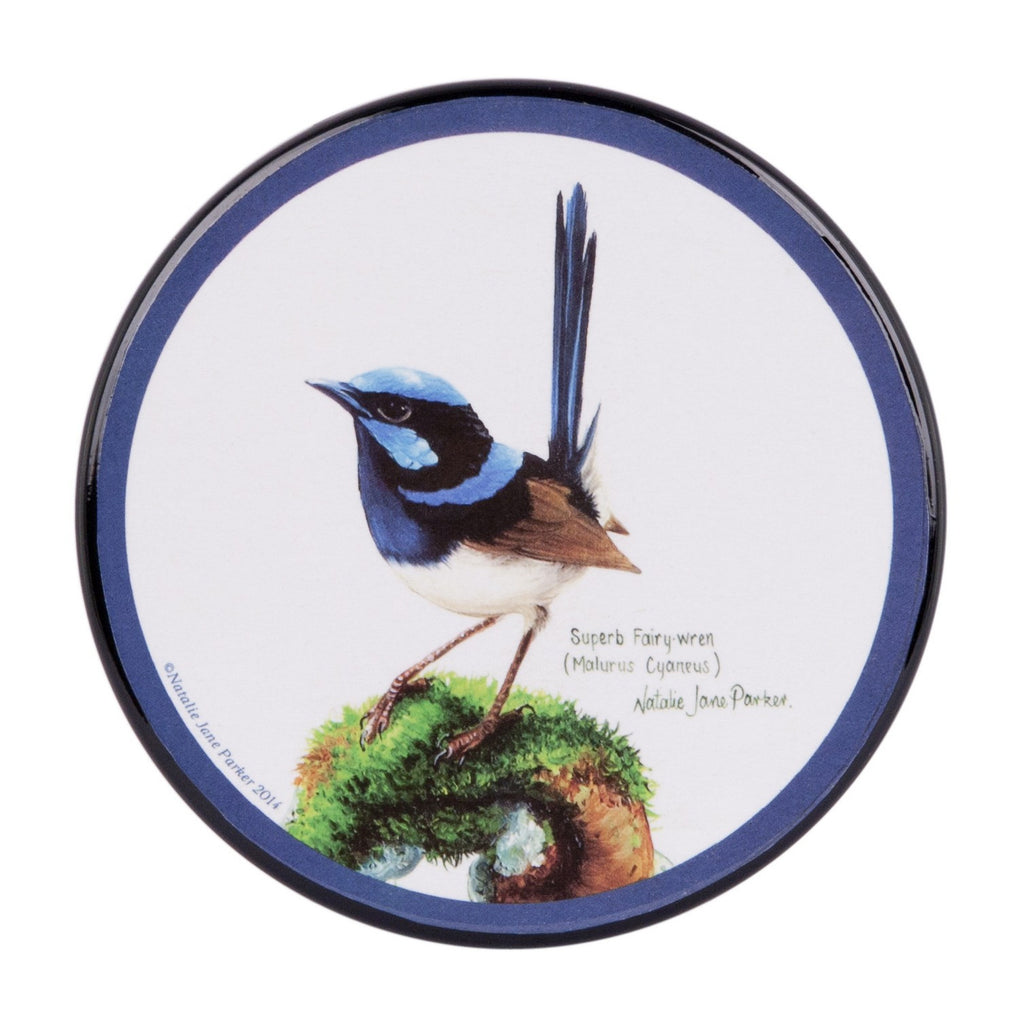 ASHDENE Coasters Birds of Australia Blue Wren (round)