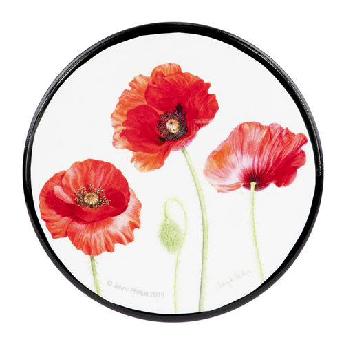 ASHDENE Coasters Poppies (round)