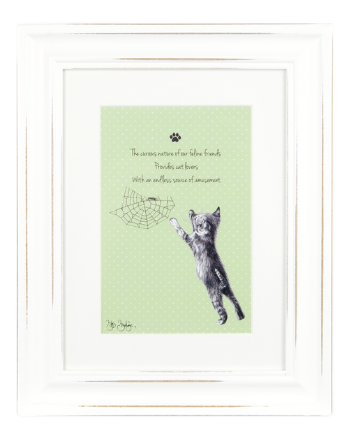 ASHDENE Framed Print It's All About Meow Green
