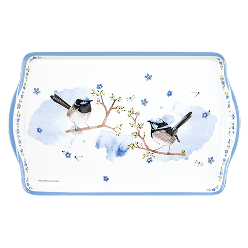 ASHDENE Medium Tray Plume and Perch Blue Wren