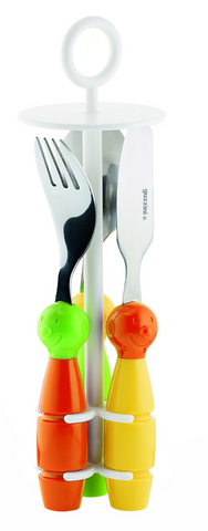 GUZZINI BIMBI 3 Pce Cutlery Set Orange/ Yellow/ Green