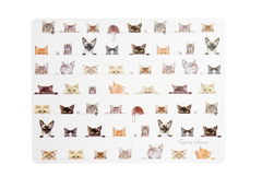 ASHDENE Small Pet Bowl and Mat Set Peeping Felines