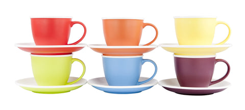 ASHDENE Set of 6 Gelati Cups and Saucers Assorted