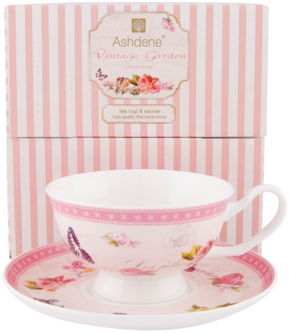 ASHDENE Teacup and Saucer Vintage Garden