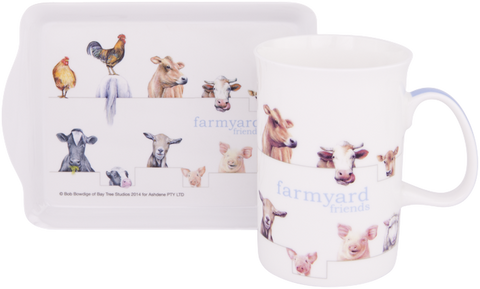 ASHDENE Mug & Snack Tray Farmyard Friends