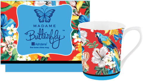 ASHDENE Flare Mug Madame Butterfly Tropical  (Bone China)