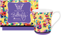 ASHDENE Set of 4 Flare Mugs Madame Butterfly Retro Floral (Bone China)