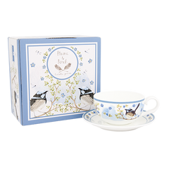 ASHDENE Teacup and Saucer Plume and Perch Blue Wren