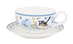 ASHDENE Teacup and Saucer Plume and Perch Blue Wren