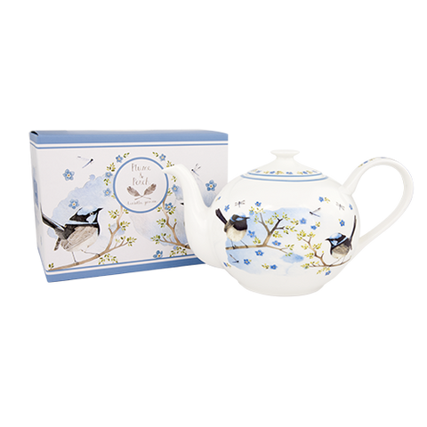 ASHDENE Plume and Perch Blue Wren Bone China Teapot