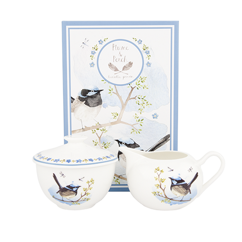ASHDENE Sugar & Creamer Plume and Perch Blue Wren