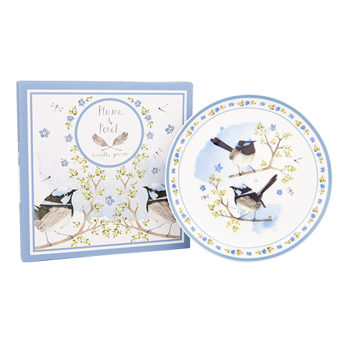 ASHDENE Cocktail Plate  Plume and Perch Blue Wren (Bone China)
