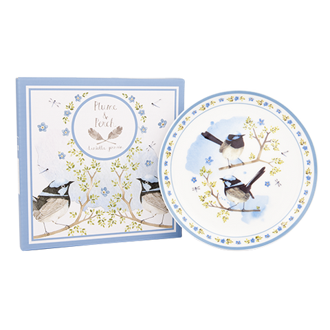ASHDENE Cocktail Plate  Plume and Perch Blue Wren (Bone China)