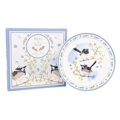 ASHDENE Cocktail Plate  Plume and Perch Blue Wren (Bone China)