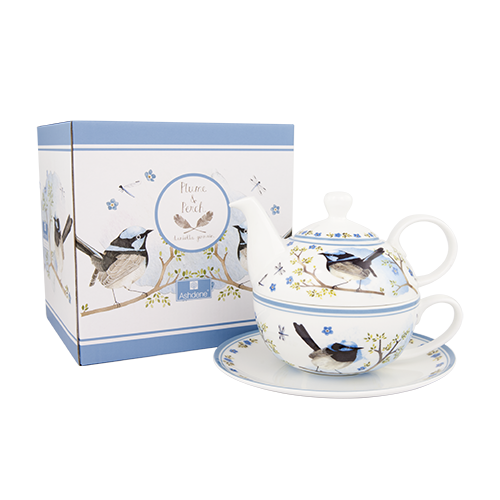 ASHDENE Tea For One Plume and Perch Blue Wren (Bone China)
