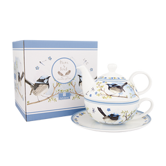 ASHDENE Tea For One Plume and Perch Blue Wren (Bone China)