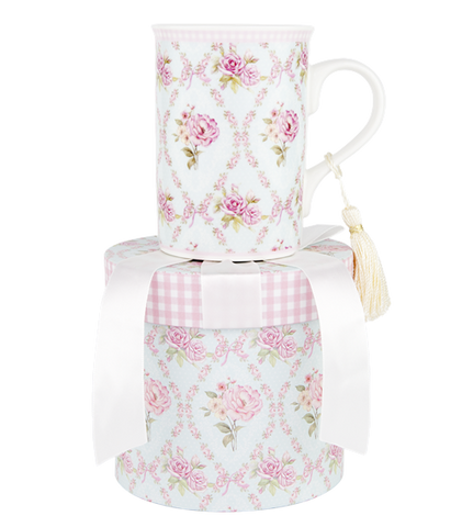 ASHDENE Mug  Floral Blue Rose Lattice