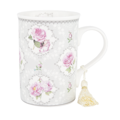ASHDENE Mug  Floral Pink Rose Grey