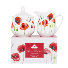 ASHDENE Sugar & Creamer Poppies (Bone China)