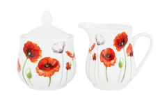 ASHDENE Sugar & Creamer Poppies (Bone China)