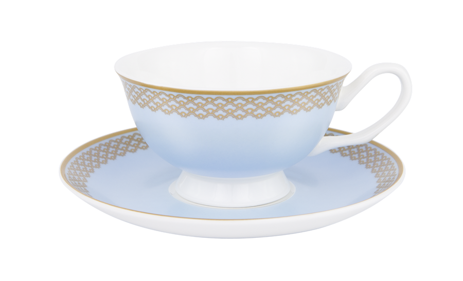 ASHDENE Teacup and Saucer Madame Butterfly Tea Party Sky