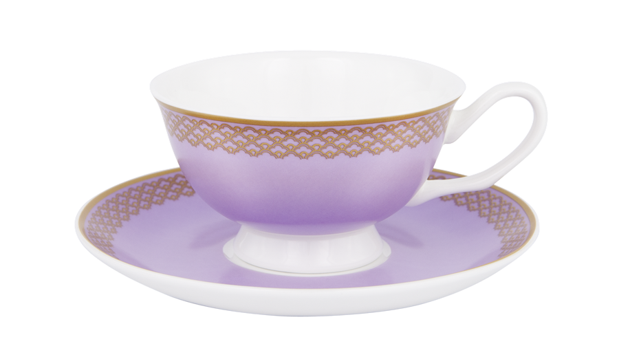 ASHDENE Teacup and Saucer Madame Butterfly Tea Party Lavender