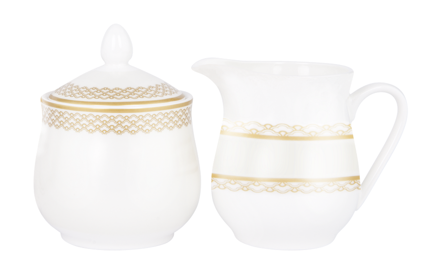 ASHDENE Sugar and Creamer Madame Butterfly Tea Party Ivory