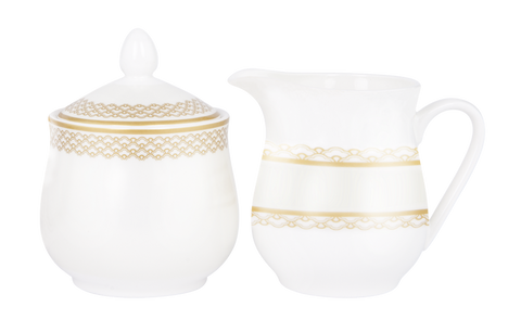 ASHDENE Sugar and Creamer Madame Butterfly Tea Party Ivory