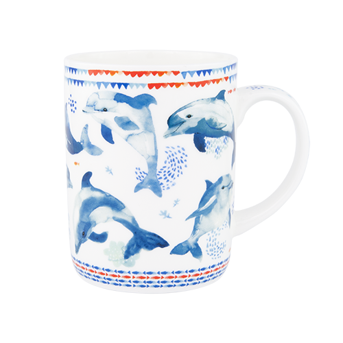 ASHDENE Mug  Deep Blue Dashing Dolphins