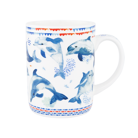 ASHDENE Mug  Deep Blue Dashing Dolphins
