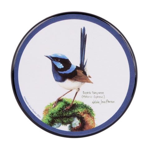ASHDENE Coasters Birds of Australia Blue Wren (round)