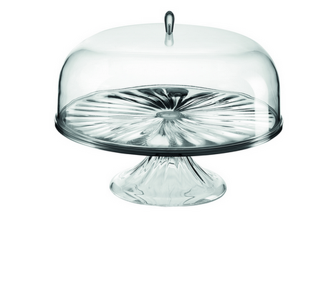 GUZZINI LOOK Large Cake Stand W/Dome Silver Glints