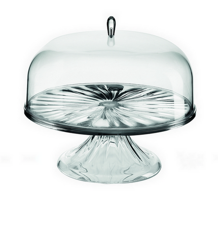 GUZZINI LOOK Medium Cake Stand W/Dome Silver Glints