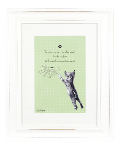 ASHDENE Framed Print It's All About Meow Green