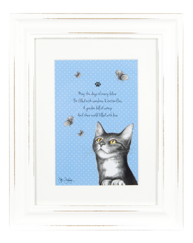 ASHDENE Framed Print It's All About Meow Blue
