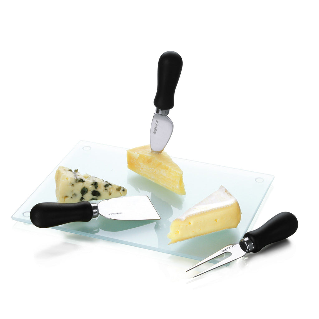 BOSKA Cheese Set Gouda - 3 Knives & Glass Board