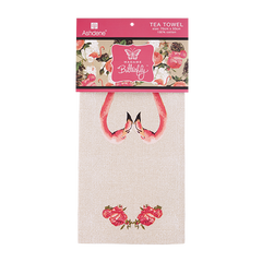 ASHDENE Tea Towel Madame Butterfly Flamingo Rose