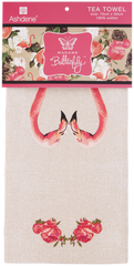 ASHDENE Tea Towel Madame Butterfly Flamingo Rose