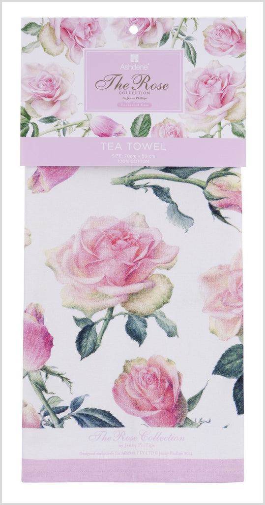 ASHDENE Tea Towel The Rose Enchanted Pink