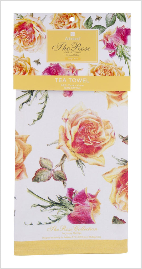 ASHDENE Tea Towel The Rose Tango Yellow