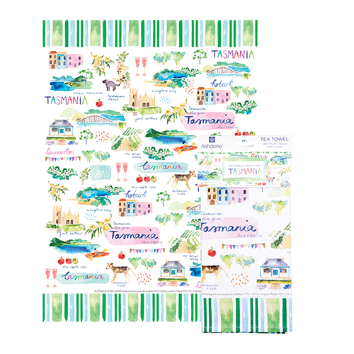ASHDENE Australia Down Under TAS Tea Towel