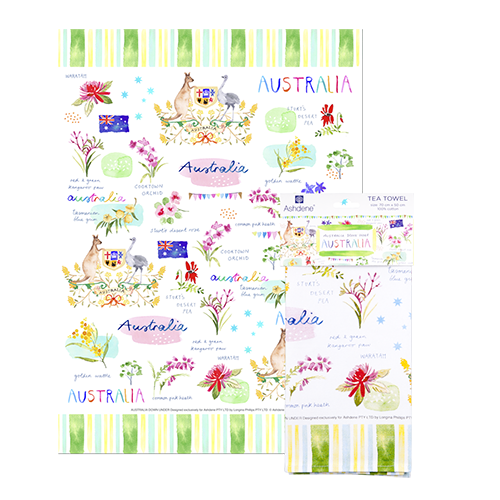 ASHDENE Australia Down Under Australia Tea Towel