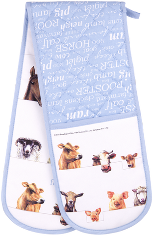 ASHDENE Double Oven Glove Farmyard Friends