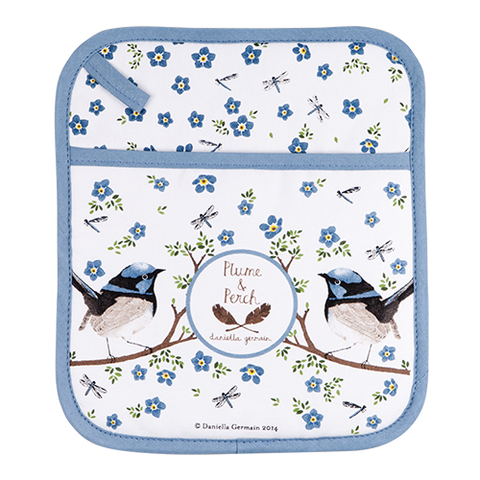 ASHDENE Pot Holder Plume and Perch Blue Wren