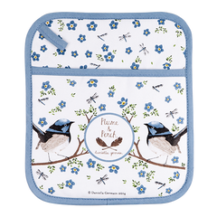 ASHDENE Pot Holder Plume and Perch Blue Wren