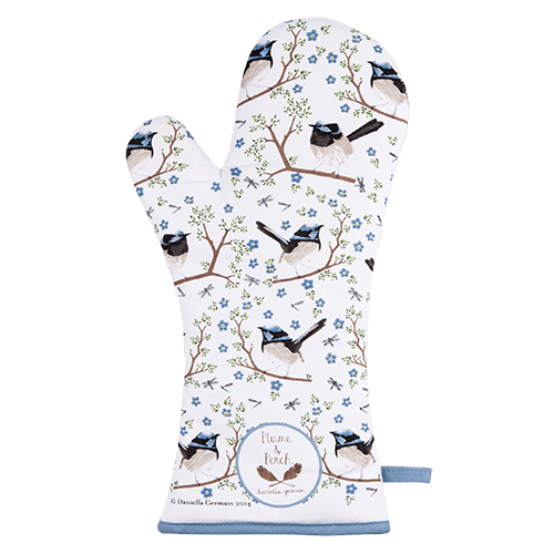 ASHDENE Oven Glove Plume and Perch Blue Wren